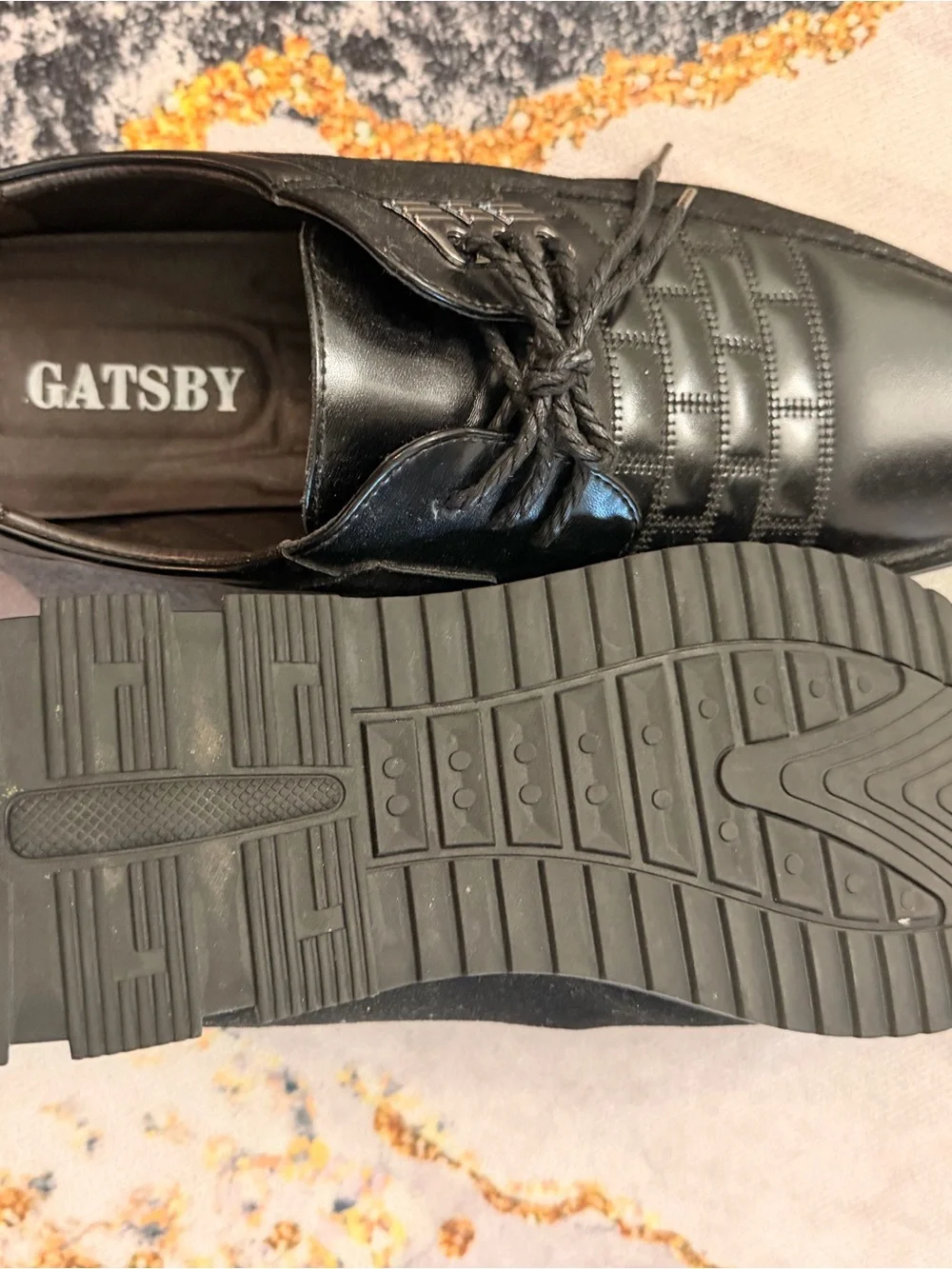 Gastby Men's Black Lace-Up Oxford Derby Shoes